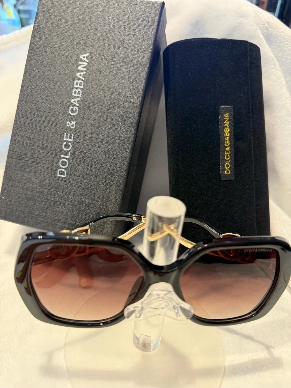 Dolce & Gabbana Black Frame Sunglasses with Brown Gradient Lenses